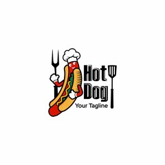 hot dog vector logo, fast food simple logo 