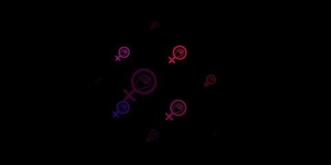 Dark Pink, Yellow vector texture with women's rights symbols.