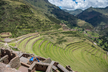 The Sacred Valley and the Inca ruins of Pisac, near Cuzco Peru.