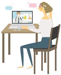 hospital,オンライン診察,ニュース ,オンラインセミナー,イラスト