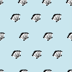 seamless light blue sea shell pattern. repeating vector pattern.