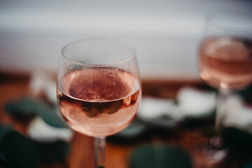 Glass of rose wine