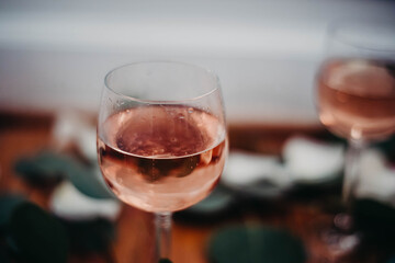 Glass of rose wine