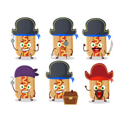 Cartoon character of hotdog with various pirates emoticons
