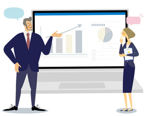 Fototapeta premium web meeting,オンライン会議,セミナー,イラスト,パソコン