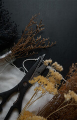 Dried flower and tools for craft