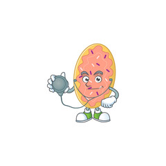 Cartoon character of bread dedicated Doctor Work with stethoscope