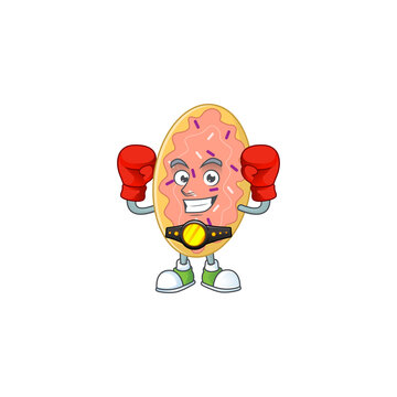 Caricature picture of bread boxing athlete on the arena
