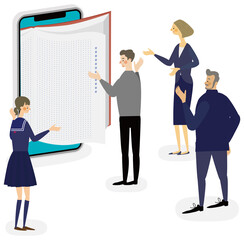 online,検索,インターネット ,オンライン会議,タブレット,イラスト,電子書籍