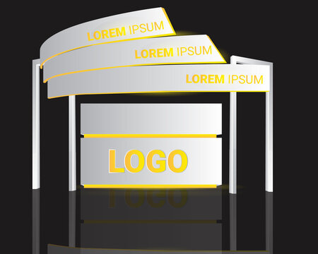 exhibition stand Gate entrance  vector with for mock up event display, green lighted