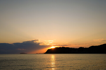 Naklejka premium 逗子海岸の夕日