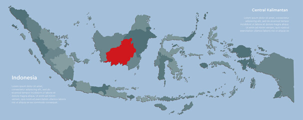 Vector Asia Indonesia map and province Kalimantan