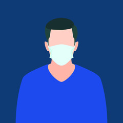 people wearing medical mask to prevent disease, flu, virus. Flat vector illustration