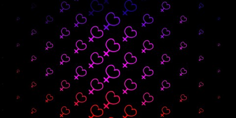 Dark Purple, Pink vector background with woman symbols.