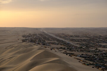 Peru Huacachina - Ica city from a nearby sand dune
