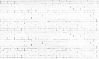 Panoramic background of wide white brick wall texture. suitable for home decoration or office design backdrop.