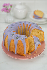 sweet home made lavender lemon sponge cake