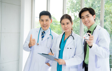 Group of professional doctor people staff team meeting and brainstroming discussion about work in conference room