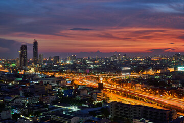 Beautiful sky in City View at evening Time Thailand