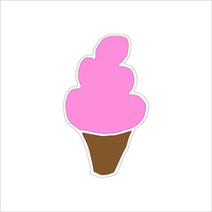 Isolated on white ice cream Stock illustration, vector, hand drawing, design element  for printing, scrapbooking, postcard