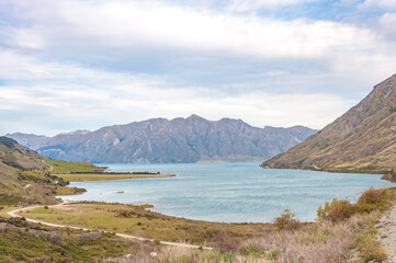 Famous Lake Hawea in Wanaka, New Zealand, south island