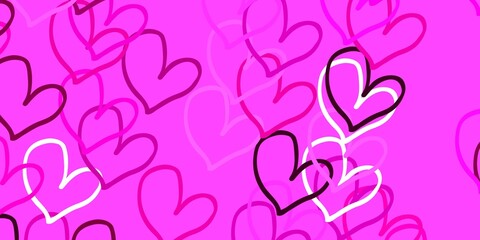 Plakat Light Pink vector backdrop with sweet hearts.