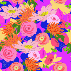 Seamless pattern with flower.Creative floral texture. Great for fabric, textile Vector Illustration