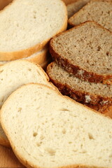 Sliced bread on cutting board