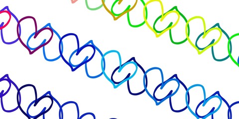 Light Multicolor vector template with doodle hearts.