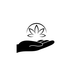 Lotus in hand icon for web design isolated on white background