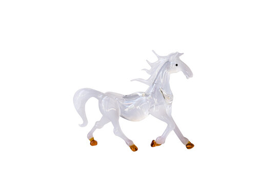Crystal horse isolated on white background.