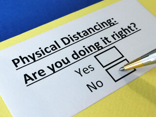 Fototapeta premium One person is answering question about physical distancing.