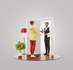 Food Delivery service. Online restaurant food concept.