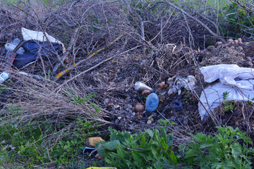 Garbage pile, landfill. Environmental pollution
