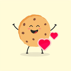 Obraz premium Cute Flat Cartoon Cookies Illustration. Vector illustration of cute cookies with a smiling expression. Cute cookies mascot design