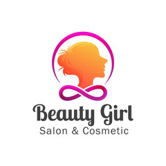 Gradient Beauty girl logo for salon and cosmetic your business