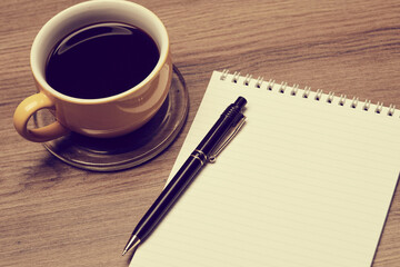 notebook and pencil  on the table