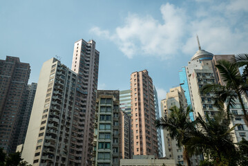 High rise buildings and trees in Hong Kong