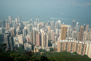 Fototapeta premium View from Victoria Peak of high rise buildings in Hong Kong
