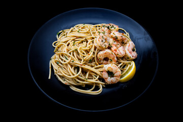 Garlic lemon shrimp with red chili and parsley