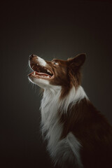 Happy border collie dog. Studio shot.