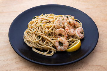 Garlic lemon shrimp with red chili and parsley