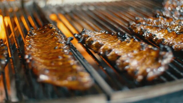 rib fried at the stake