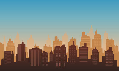 Fototapeta premium Town city of silhouette in the morning