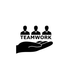 Service offer icon. Team, people, hand isolated on white background