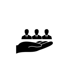 Service offer icon. Team, people, hand isolated on white background