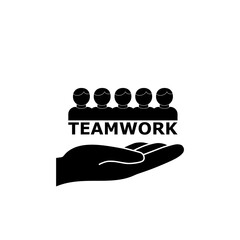 Service offer icon. Team, people, hand isolated on white background