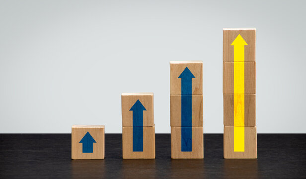 wooden cubes in the form of a graphics with interest