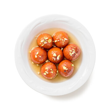 Gulab jamun traditional indian dessert. isolated on white background 