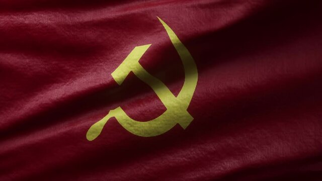 Communism flag waving, 3D Rendering